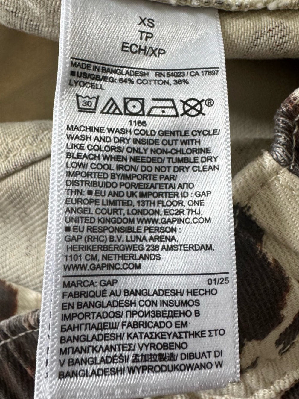 GAP EASY HORSESHOE PONY PRINT - Wide Leg barrel - brown XS NWOT - Picture 7 of 7